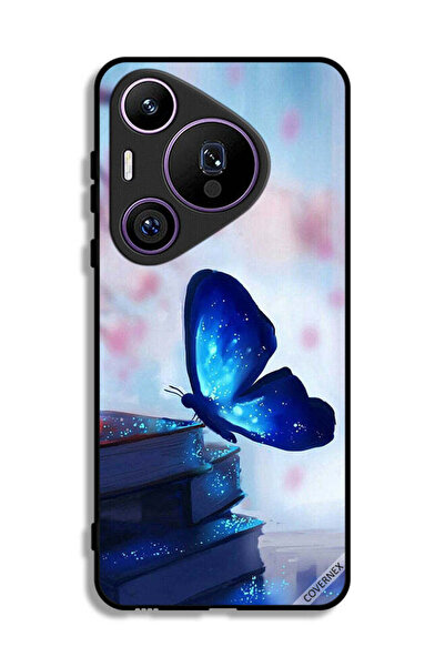 Covernex غطاء حماية لهاتف هواوي بيورا 70 برو بتصميم فراشة جالسة على كتاب