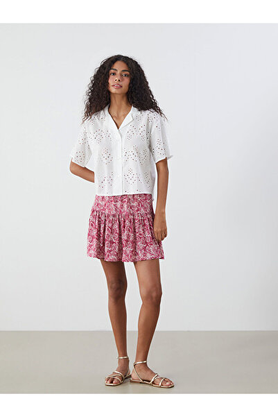 LC Waikiki تنورة قصيرة مطوية مزينة بالزهور مع خصر مطاطي من Peak New Season