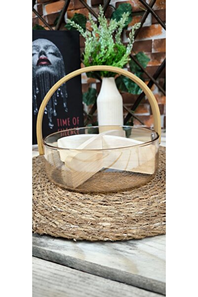 SOSYETE HOME41 BAMBU BÖLMELİ CAM SUNUMLUK, BAMBU BÖLMELİ CAM KURUYEMİŞLİK SAPLI