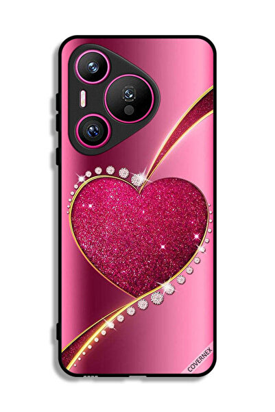 Covernex غطاء حماية لهاتف هواوي بيورا 70 بتصميم قلب لامع من الألماس