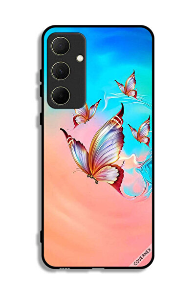 Covernex غطاء حماية لهاتف سامسونج جالاكسي A35 5G بطبعة فراشات تحلق فوق لون ال...