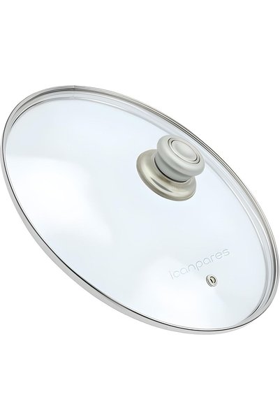 Ürkmez Ticaret Pot and Pan Glass Lid with Steam Hole, 18 cm and Gray Holding Top