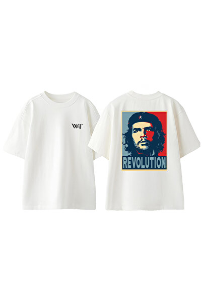 THEWERT T-shirt oversized alb din bumbac cu imprimeu pe spate Che Guevara 2 D...