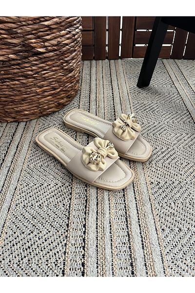 Behtah Kundura Women's Summer Buckle Detailed Women's Slippers Sandals Comfortable Light Sole