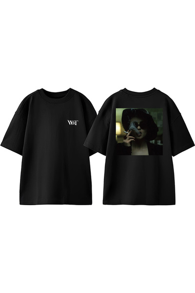 THEWERT Fight Club 4 Design Back Printed Βαμβακερό μαύρο μπλουζάκι Oversize