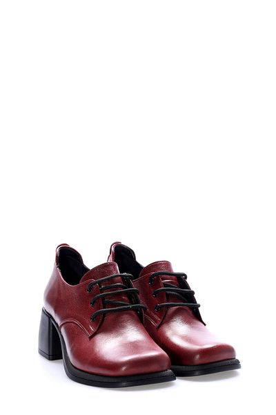 Ayakkabıhane Inside and Outside Genuine Leather Burgundy Women's Thick Heeled Shoes Ah08217261906