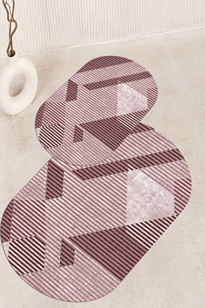 Viyana Home Covoraș de baie oval, lavabil, cu bază anti-alunecare imprimată d...