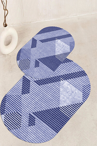 Viyana Home Ψηφιακή εμπριμέ αντιολισθητική βάση που πλένεται οβάλ χαλάκι μπάν...