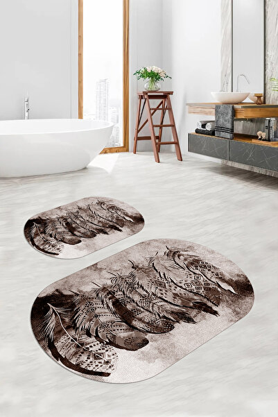 Viyana Home Ψηφιακό αντιολισθητικό πατάκι μπάνιου με λουλουδάτο οβάλ σχέδιο, ...