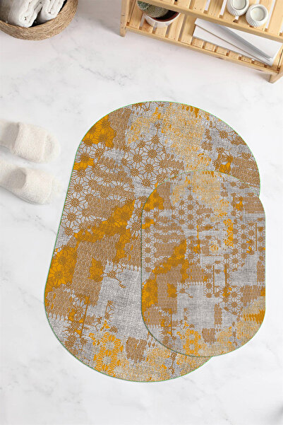 Viyana Home سجادة حمام بيضاوية الشكل قابلة للغسل ومضادة للانزلاق ومطبوعة رقمي...
