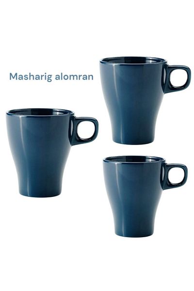 IKEA Mug, dark turquoise porcelain, 25 cl, 3 pieces