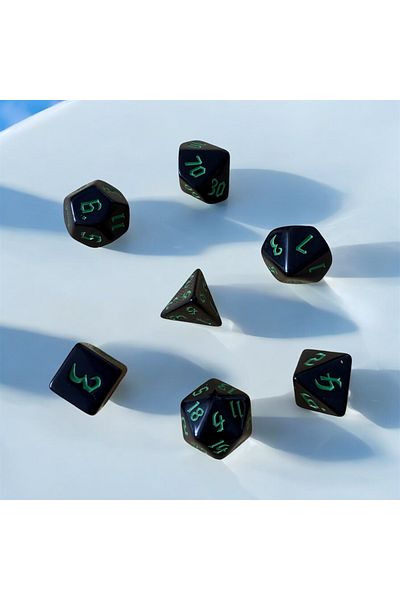 Le Majeur Dnd Frp Dice Set Set of 7 Dnd Dice Dungeons and Dragons Tabletop Dice Black Green Pouch Gift