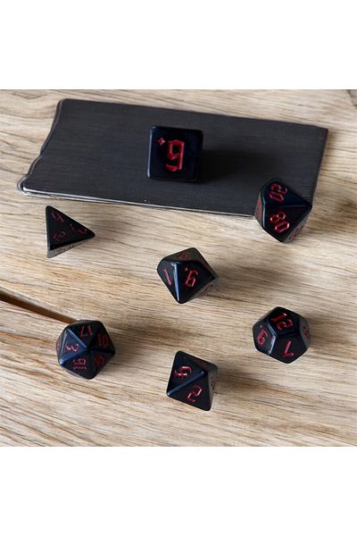 Le Majeur Dnd Frp Dice Set Set of 7 Dnd Dice Dungeons & Dragons Dice Black Red Pouch Gift