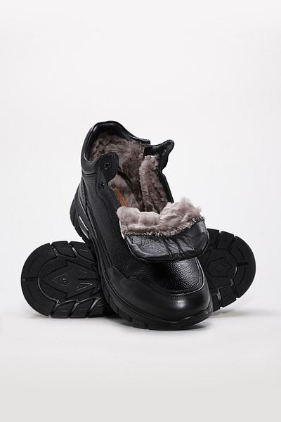 Ayakkabıhane Fur Inside Genuine Leather Black Men's Sports Boots Ah0821411131355
