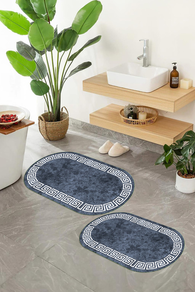 Viyana Home Печатна противоплъзгаща основа, измиваема овална баня матрак с ра...