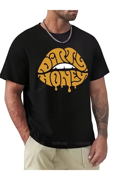 qubo sportswear & company Tricou negru cu mânecă scurtă, unisex, din bumbac, cu imprimeu supradimensionat