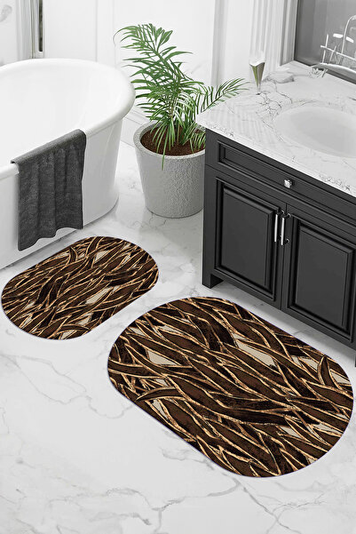 Viyana Home Covoraș de baie oval, lavabil, cu bază digitală anti-alunecare, s...