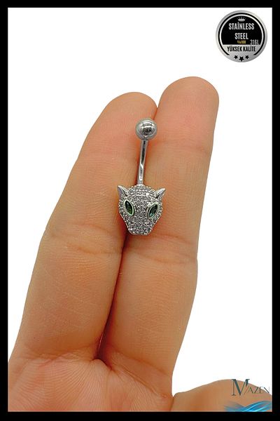 MAZEN Panther Head Belly Piercing |   316L Steel |   Antiallergic Non-Tarnish |   Special Zircon Stone