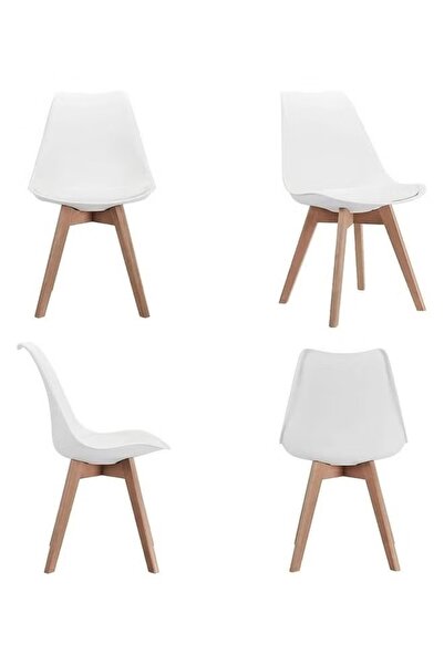 rexa طقم كراسي مصبوبة بأرجل من الخشب الطبيعي مكون من 4 قطع