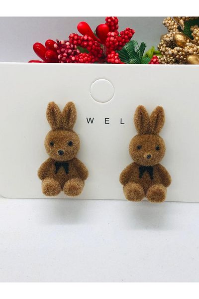 İnDerin Velvet Rabbit Earrings Women's Accessory
