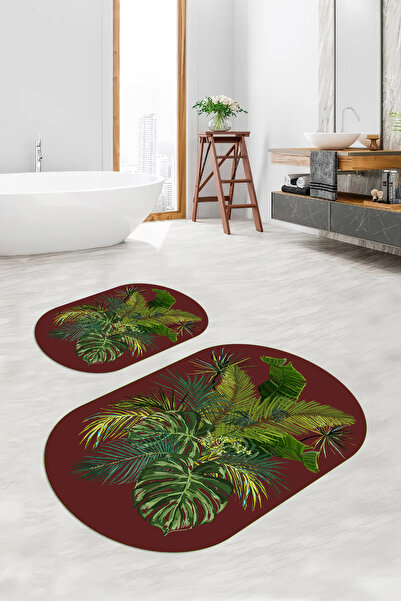 Viyana Home سجادة حمام بيضاوية الشكل مزينة بالزهور وقابلة للغسل ومضادة للانزل...