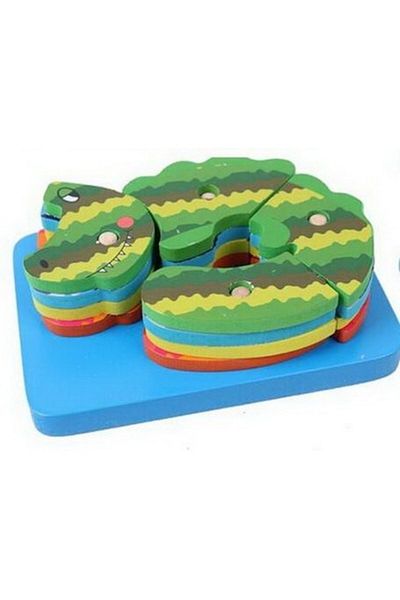 Wooden Toys Puzzle 4 in 1, shape sorter, wooden, multicolor crocodile
