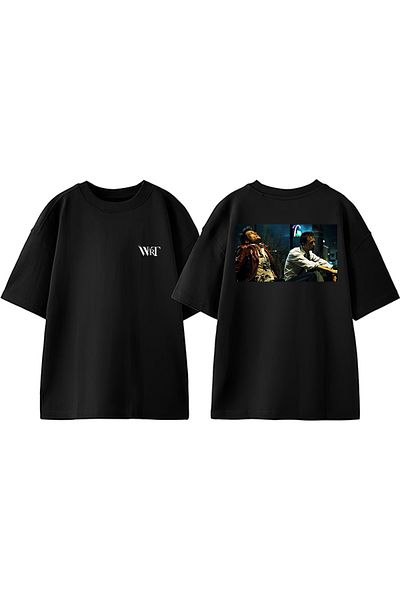 THEWERT Fight Club 10 Design Back Printed Βαμβακερό μαύρο μπλουζάκι Oversize