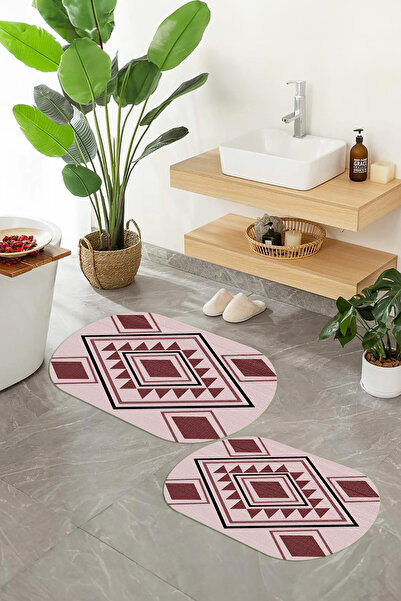 Viyana Home Covoraș de baie oval, lavabil, cu bază anti-alunecare imprimată d...