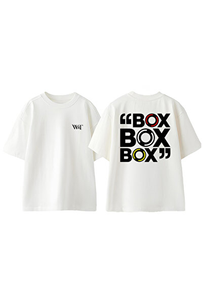 THEWERT Box Box Box Formula 1 Design Back Printed Cotton White Oversize T-Shirt