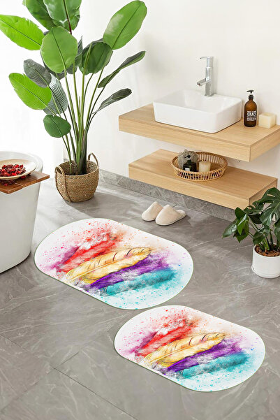 Viyana Home 3D печатна противоплъзгаща основа, измиваема овална баня матрак, ...