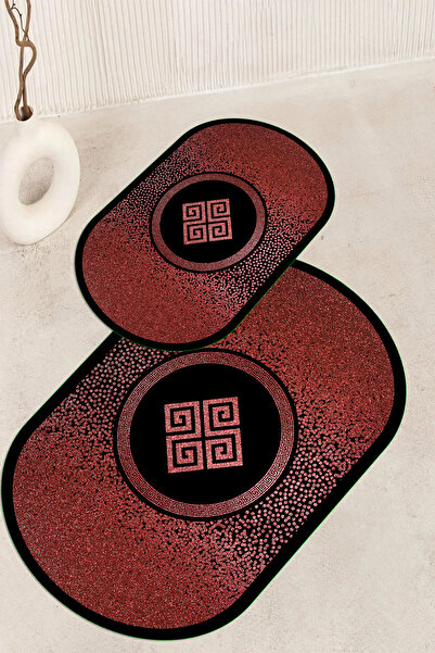 Viyana Home Covoraș de baie oval, lavabil, cu bază anti-alunecare imprimată d...