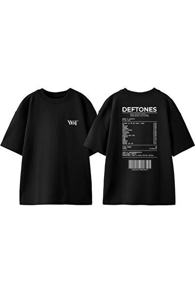 THEWERT Deftones 12 Tasarım Sırt Baskılı Pamuk Siyah Oversize T-shirt