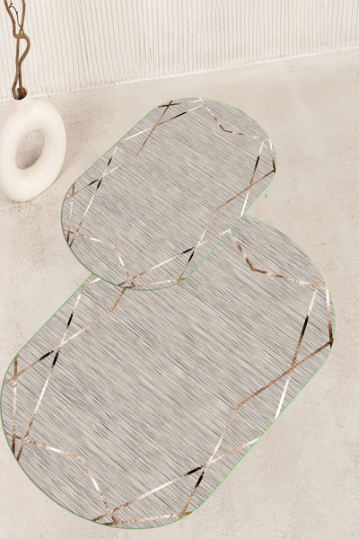 Viyana Home Ψηφιακή εμπριμέ αντιολισθητική βάση που πλένεται οβάλ χαλάκι μπάν...