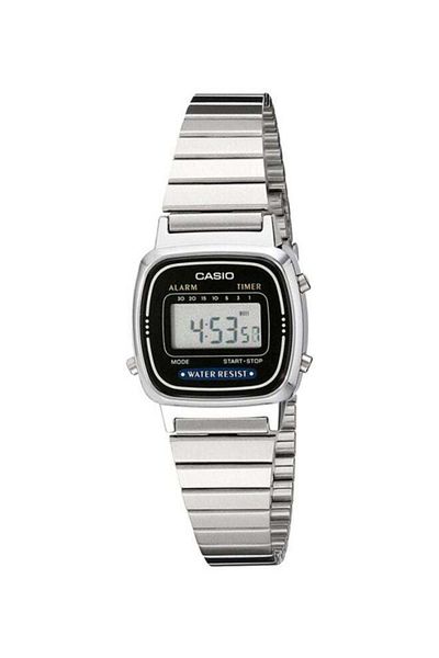 Casio Women's LA-670WA-1D 25mm Water Resistant Digital Watch with Stainless Steel Strap - Silver
