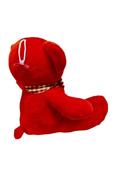 OEM Plush Toy, Bear with Heart and Plaid Bow, Red, 20 cm