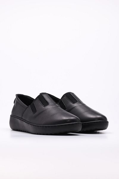 Ayakkabıhane Inside and Outside Genuine Leather Black Orthopedic Women's Casual Shoes Ah088642611307