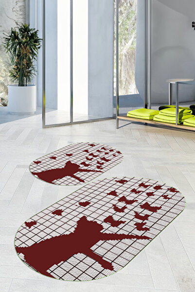 Viyana Home سجادة حمام بيضاوية الشكل بنمط قطط، قابلة للغسل ومضادة للانزلاق، م...