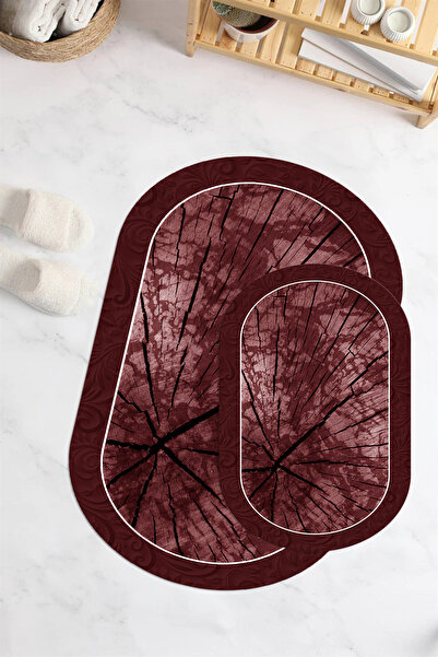 Viyana Home Covoraș de baie oval, lavabil, cu bază anti-alunecare imprimată d...