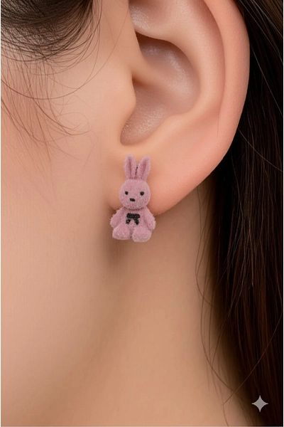 İnDerin Velvet Rabbit Earrings Women's Accessory
