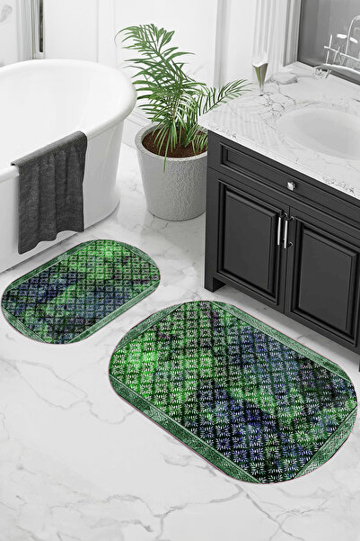 Viyana Home Covoraș de baie oval, lavabil, cu bază anti-alunecare imprimată d...