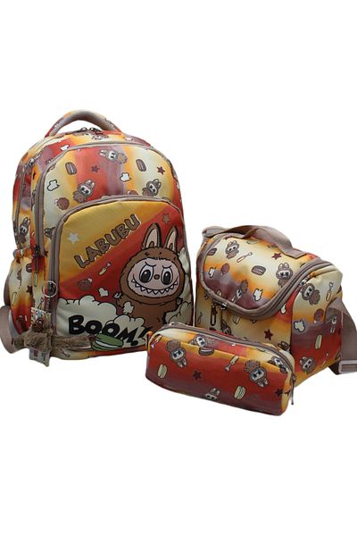 Bevitton First School Bag Set of 3 Boys' Primary School Bag Labubu Character Patterned