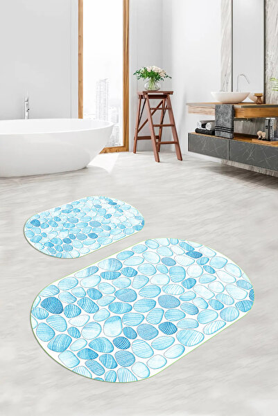 Viyana Home Covoraș de baie oval, lavabil, cu bază anti-alunecare, imprimat d...