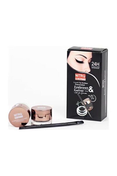 NITRQ BEAUTY 2-piece set; Cream Eyeliner with Brown Eyeliner and Brush Attached Black/Brown