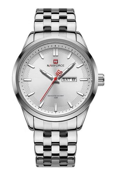 Naviforce Watches Minimalist Auto Day-Date Calendar Display Stainless Steel Waterproof Watch for Men