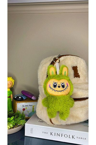 mos&more Breloc ornament pentru geantă de pluș verde Labubu, ornament pentru mașină, farmec pentru geantă