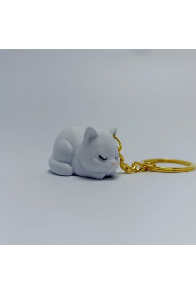 TERARYUM SEPETİM Chubby White Cat - Keychain