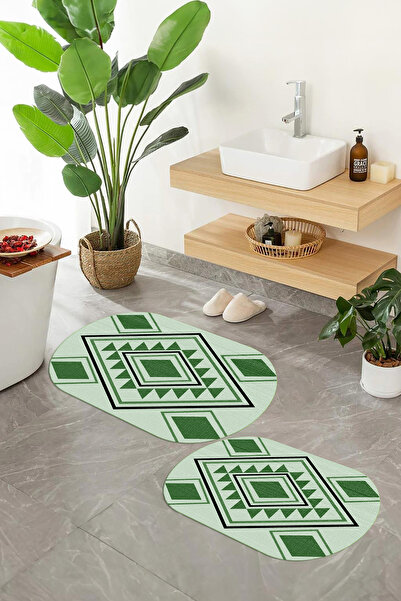 Viyana Home Covoraș de baie oval, lavabil, cu bază anti-alunecare imprimată d...