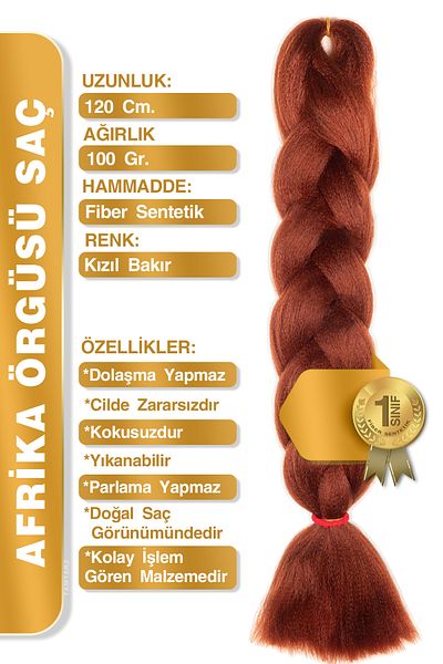 TAM TARZ Fiber Synthetic Hair for African Braid Rasta and Box Braid - Red Copper
