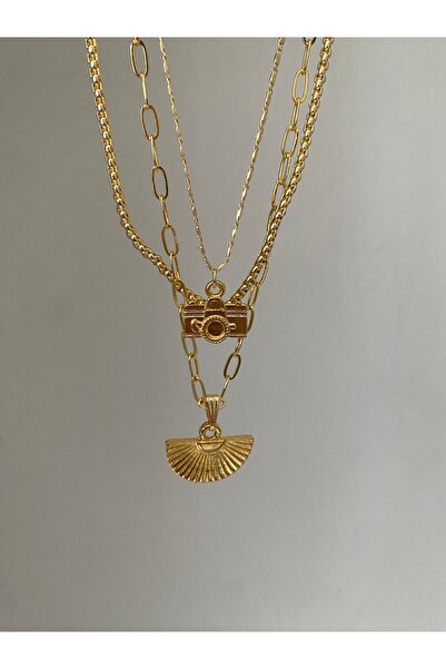 Fiamoss Fotoğraf Makinesi Ve Yelpaze Detaylı Charm Kolye