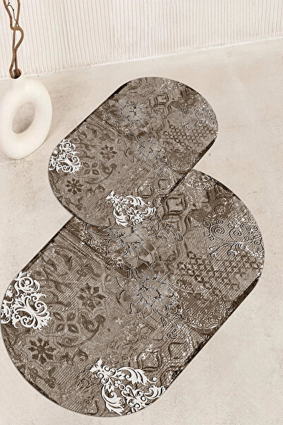 Viyana Home Ψηφιακή εμπριμέ αντιολισθητική βάση που πλένεται οβάλ χαλάκι μπάν...